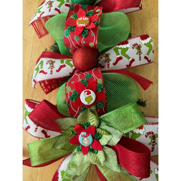 Grinch Mailbox Swag Topper Decoration Handcrafted Christmas Home Decor - Picture 6 of 7